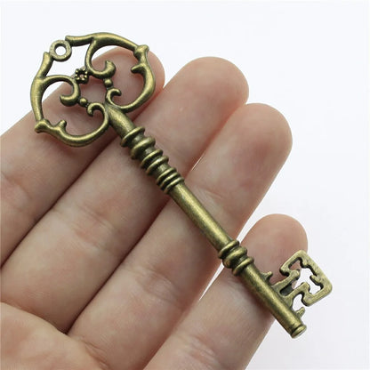 2 pendentifs clé de grande taille – Breloques de style tibétain pour la création de bijoux, fournitures artisanales pour colliers, bracelets et accessoires