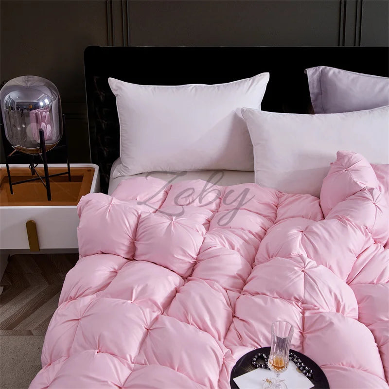 Edredón de lujo 100% plumón de ganso blanco – Duvet ligero y cálido de invierno con diseño plisado