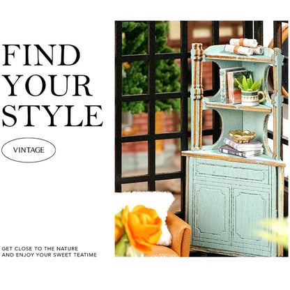 Wooden Dollhouse 3D Puzzle Kit – DIY Miniature Room Model with Furniture & LED Lights Home Decoration