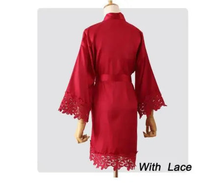 Women’s Summer Lace Kimono Robe – Bride & Bridesmaid Wedding Sleepwear Embroidered Bathrobe Night Dress