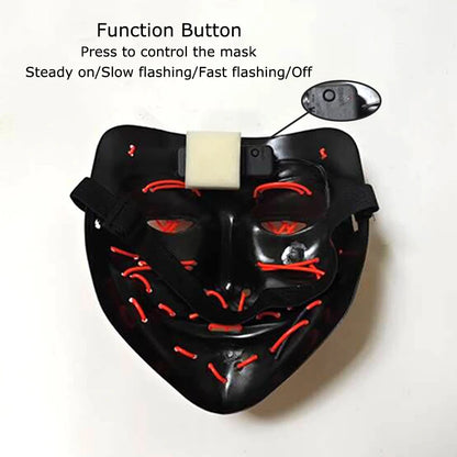 Masque LED sans fil Purge – Masque néon lumineux pour Halloween, fêtes et festivals
