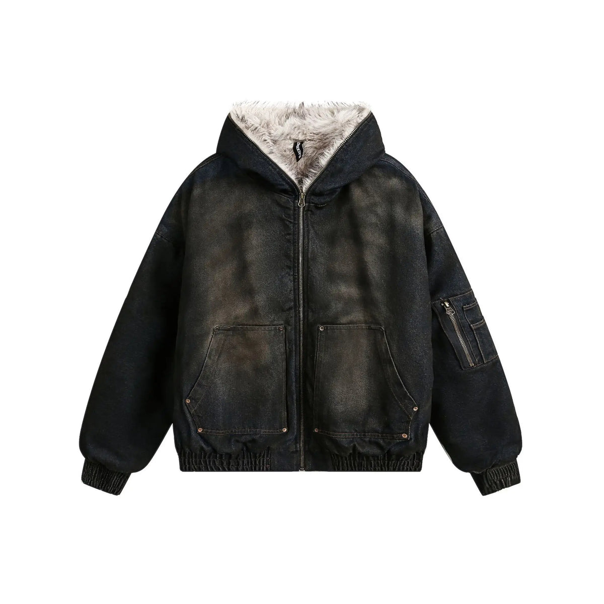 Men’s Washed Cotton Winter Jacket – Thick Warm Hooded Coat, Vintage American Streetwear Parka for Casual Wear