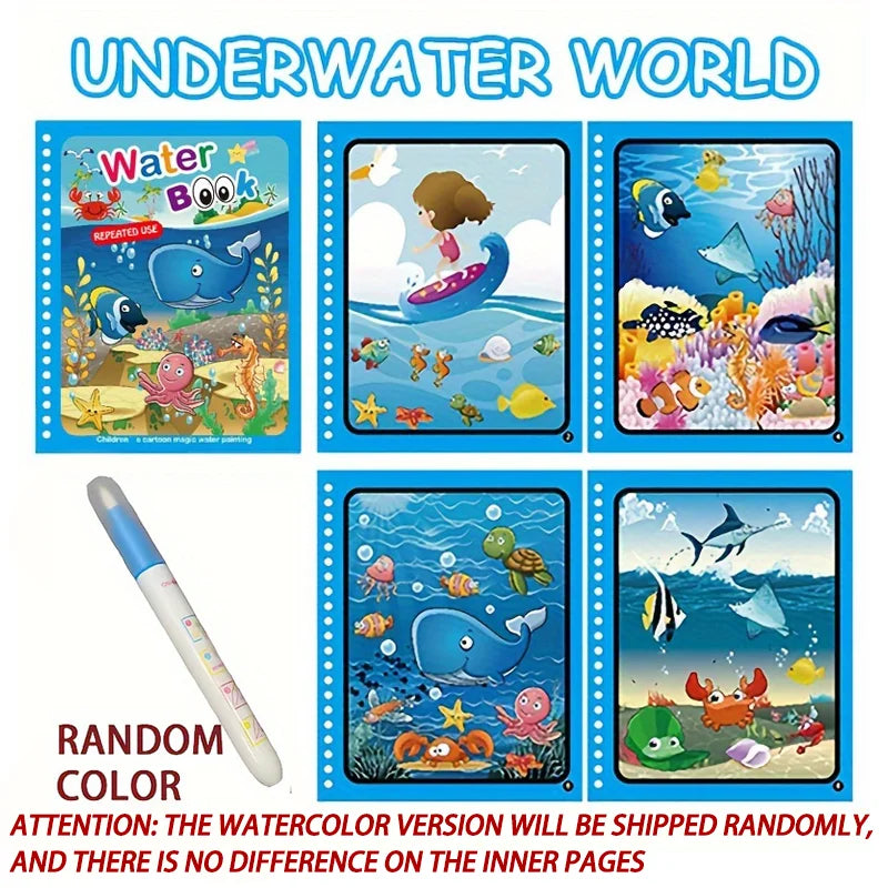 Magic Water Drawing Book – Reusable Montessori Coloring Book for Sensory Learning & Early Education