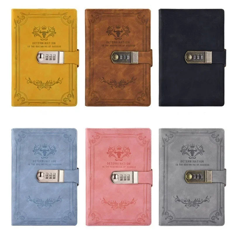 A5 Retro Password Lock Diary – 200-Page Journal Notebook with Secure Lock