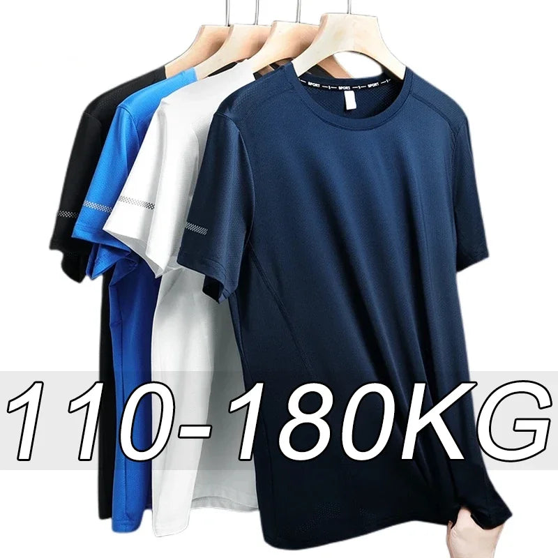 1/2PCS Plus Size Men's Quick-Dry T-Shirts – Short-Sleeve Gym & Running Tops, Lightweight Fitness Training Jerseys & Sportswear