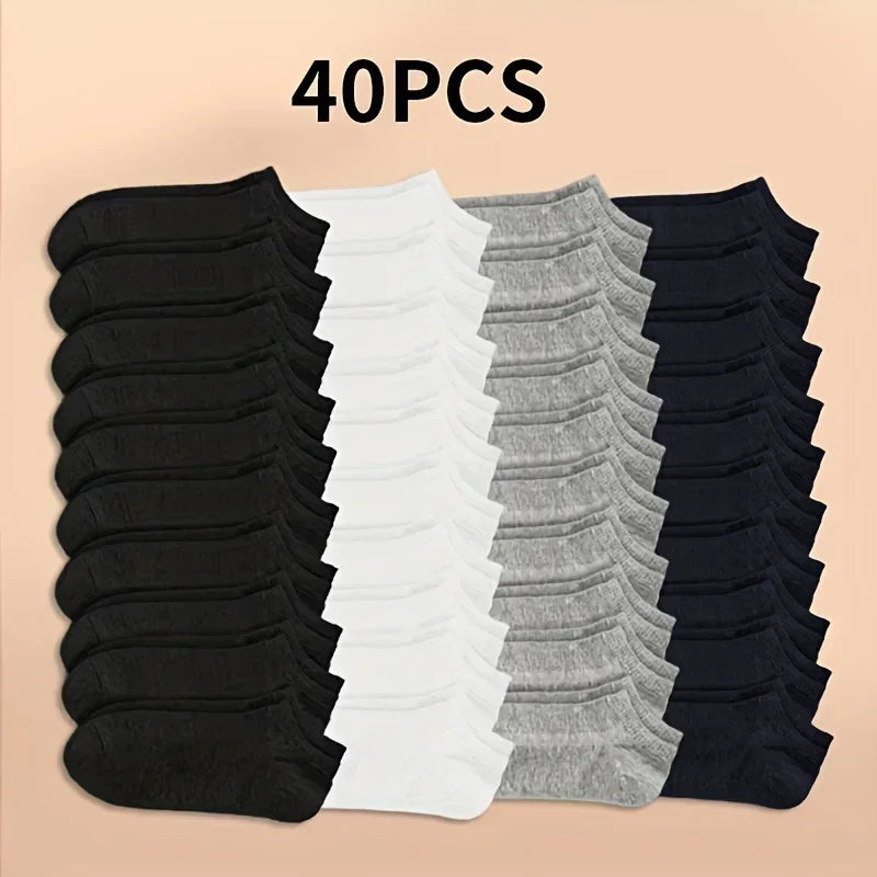 10/20/40 Pairs Unisex Cotton Ankle Socks – Soft Low Cut Everyday Socks for Men & Women