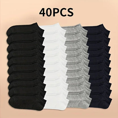 10/20/40 Pairs Unisex Cotton Ankle Socks – Soft Low Cut Everyday Socks for Men & Women