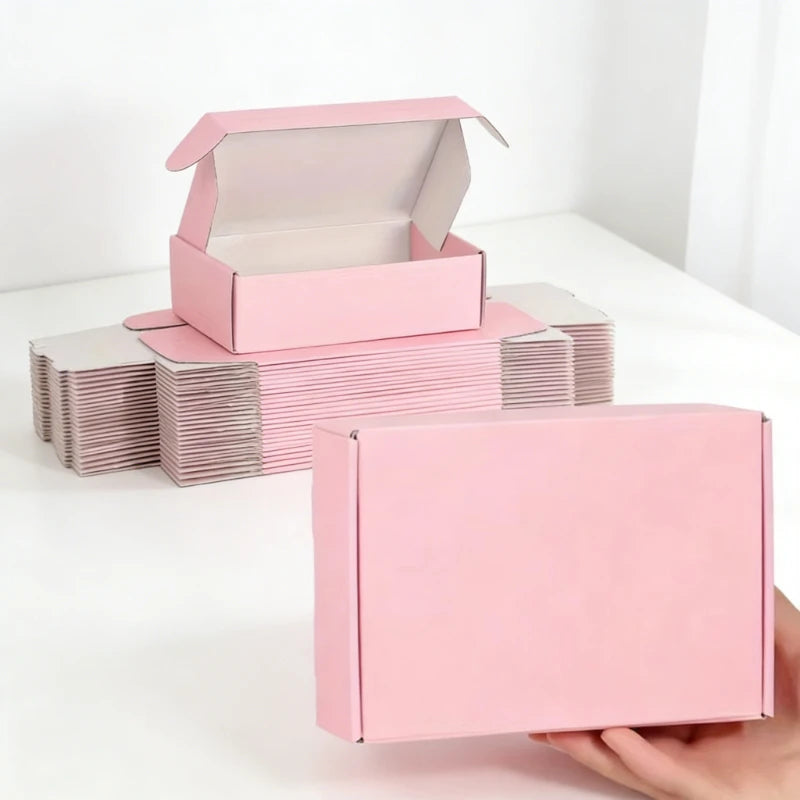 10 Cajas de Cartón Ondulado Rosas para Envíos – Pequeñas Cajas de Regalo para Embalaje de Comercio Electrónico, Envíos de Pequeñas Empresas y Entrega de Productos