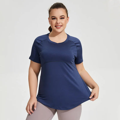 Plus Size Women's Sports T-Shirt – Short-Sleeve Breathable Fitness & Yoga Top for Gym, Running, Training & Everyday Activewear