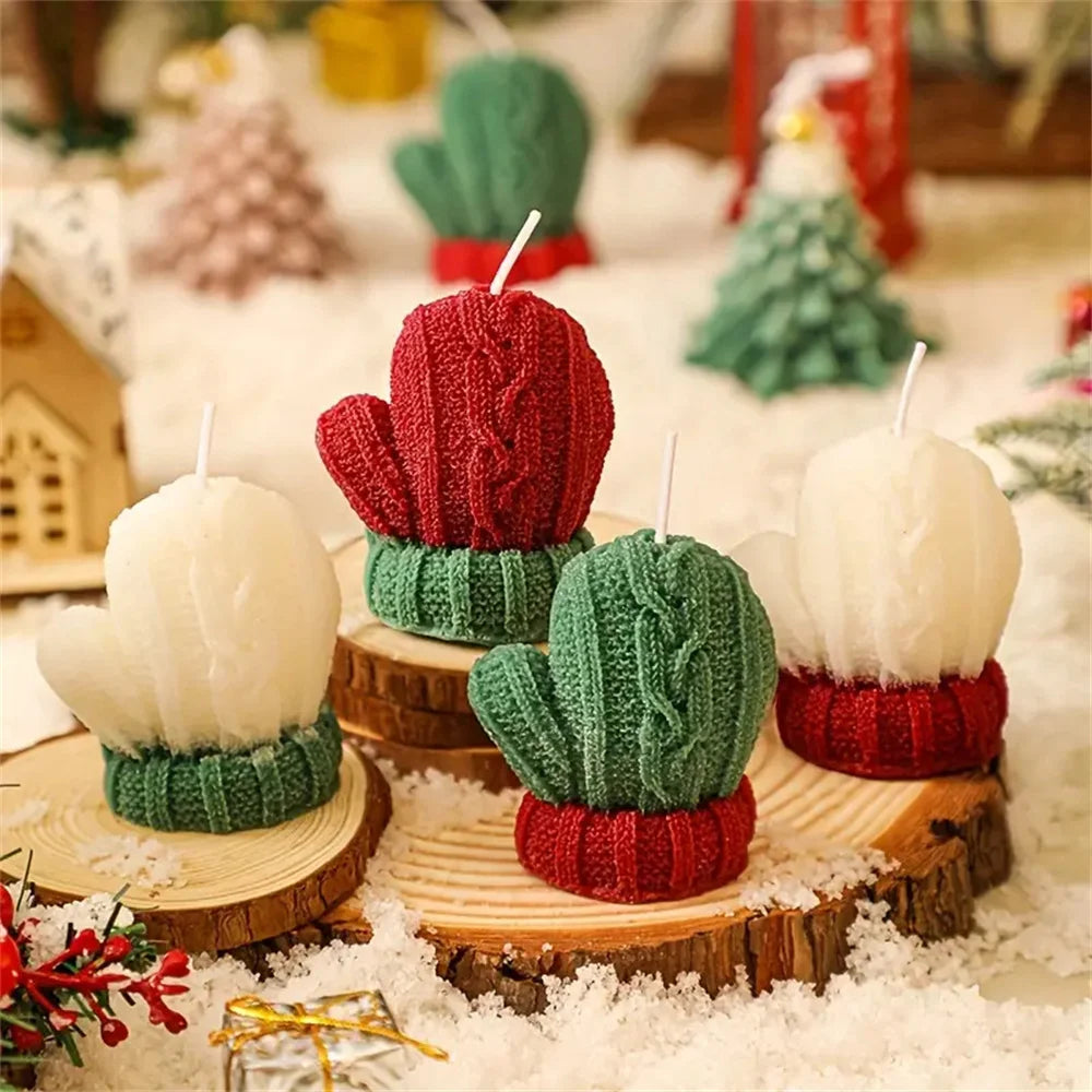 1-3PCS Christmas Glove-Shaped Candles – 3D Scented Soy Wax Aromatherapy Candles for Weddings, Birthdays & Festive Home Decor