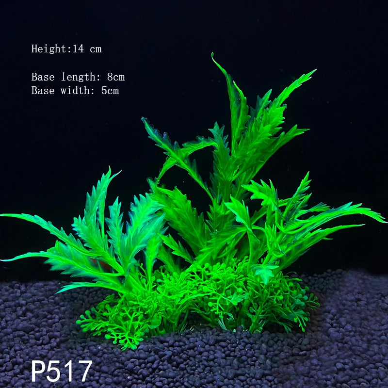 Artificial Underwater Aquarium Plants – Plastic Aquatic Fake Shrubs & Green Water Grass for Fish Tank Landscaping, Realistic Simulated Decor