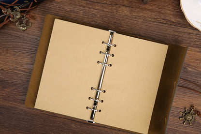 Retro Spiral Leather Notebook – Vintage Pirate Journal with Refillable Pages