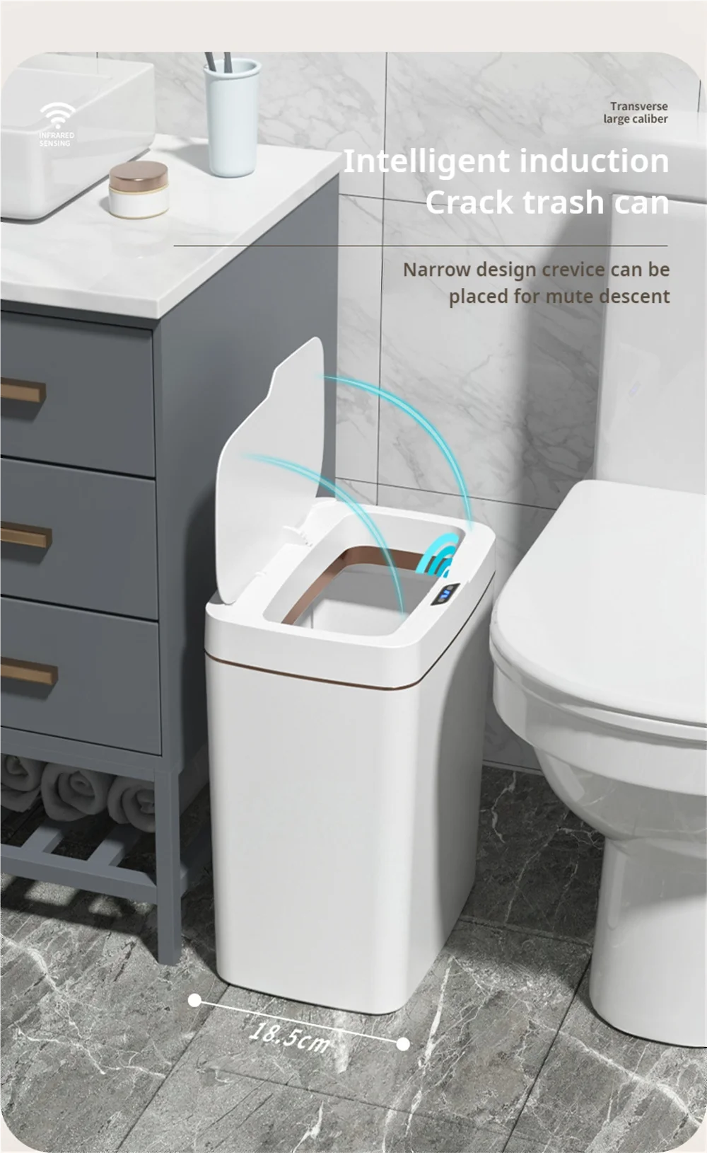 15L Smart Automatic Trash Can – Touchless Sensor Garbage Bin with Smart Bagging System for Bathroom & Home