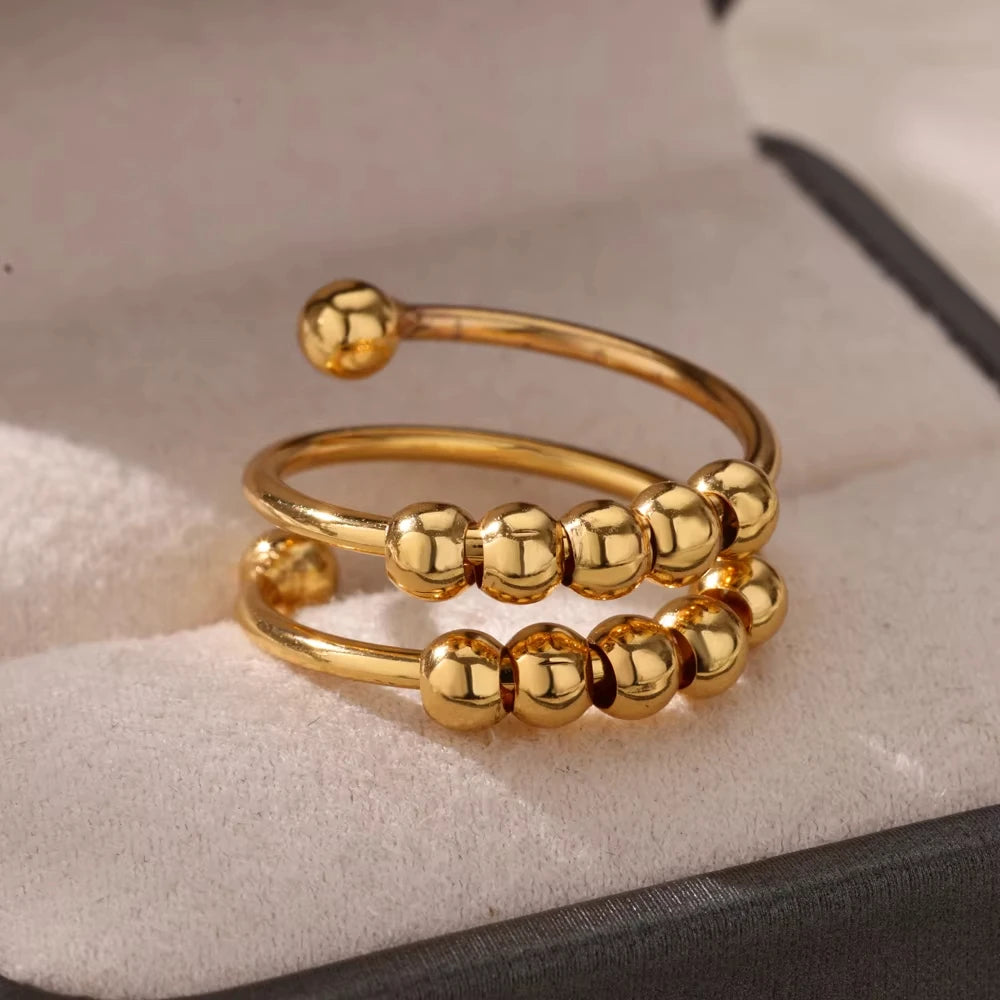 Anillo de circonita de acero inoxidable ajustable con diseño de ojo turco – Anillo de boda geométrico de color dorado para mujer | Regalo de joyería de lujo de moda