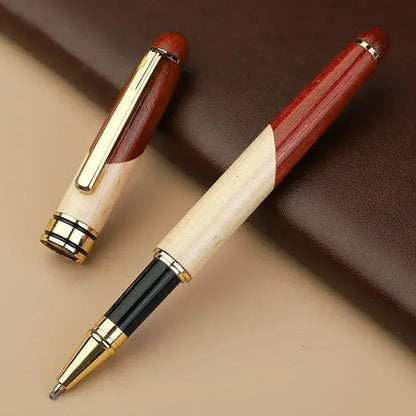 Custom Logo Bamboo Wooden Ballpoint Pen – Laser Engraved Personalized Signature Pen with Company Name, Business & Graduation Gift Box