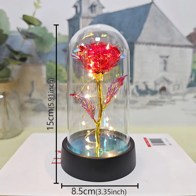 Eternal Rose LED Light in Glass Dome – Romantic Valentine’s Day Gift for Girlfriend | Forever Flower Decoration for Wedding, Mother’s Day & Bridesmaid Gifts