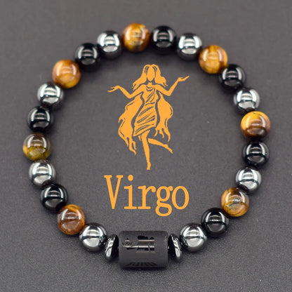 Pulsera de constelación de 12 signos del zodiaco – Brazalete con dije de astrología para hombres y mujeres | Regalo de joyería de amistad Aries, Virgo, Leo y Libra