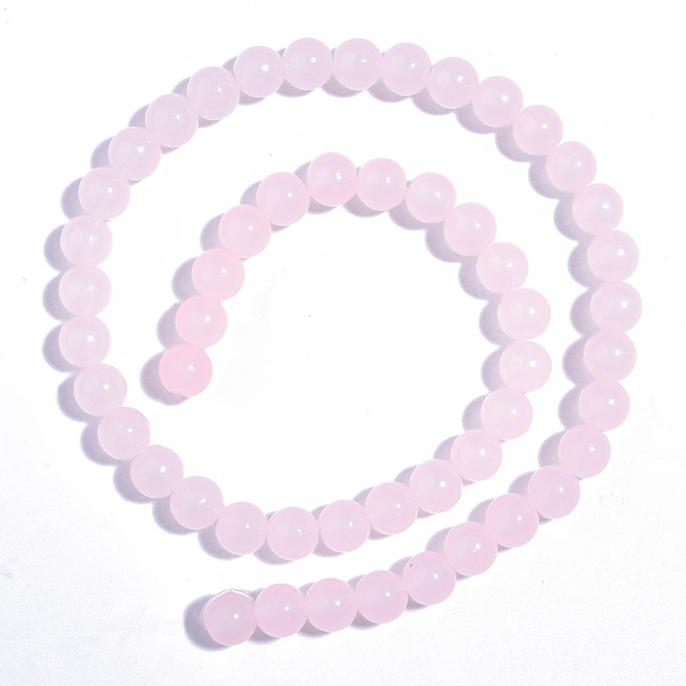 1 brin de perles de verre unies 6/8mm – Perles rondes intercalaires lâches pour la fabrication de bijoux DIY, bracelets faits main, colliers et accessoires d'artisanat