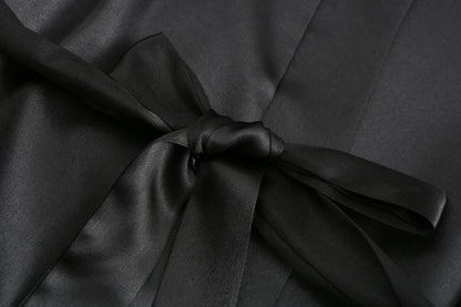 Women’s Black Satin Robe – Silky Kimono Bridal Wedding Bridesmaid Loungewear Dressing Gown