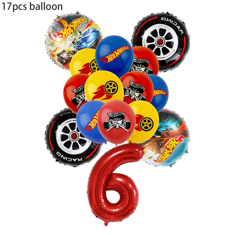 Happy Wheels Racing Party Tableware Set – Racing-Themed Paper Cups, Plates & Banner Decorations with Party Favors for Boys' Birthdays