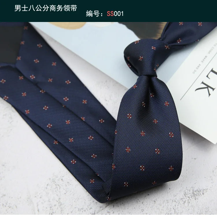 Corbata de hombre de 8 cm con rayas tejidas, formal de negocios para bodas, oficina y fiestas