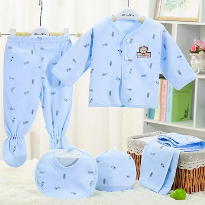 5PCS Baby Hedgehog Clothing Set – Pure Cotton Newborn Underwear Outfit for 0–3 Months Spring & Autumn