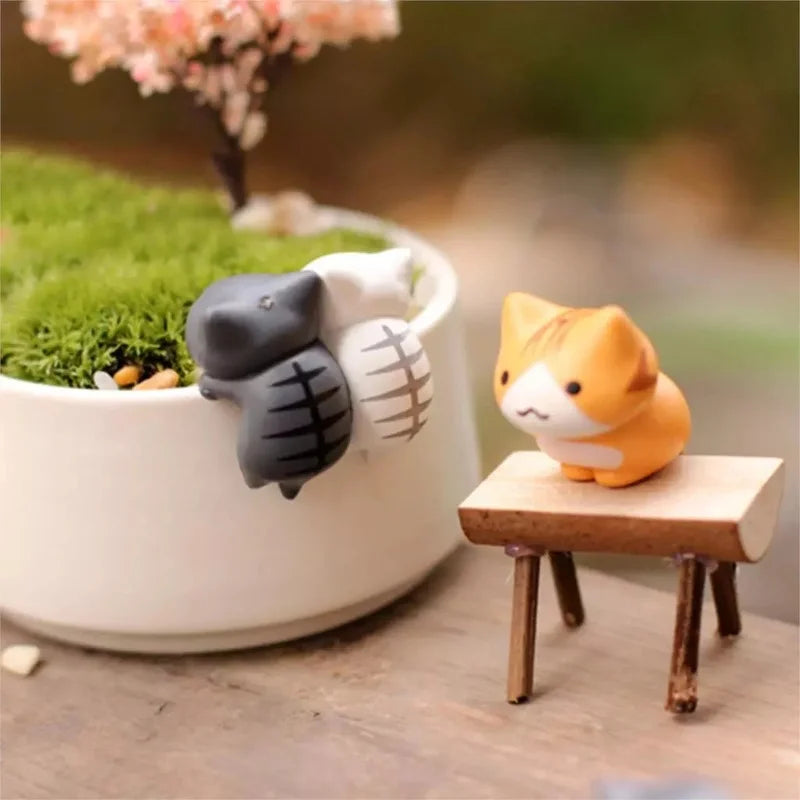 Lot de 6 Mini Figurines Chat Porte-Bonheur Dessin Animé – Mignonnes Miniatures pour Décoration de Jardin, Bonsaï, Artisanat de Jardin Féerique, Pots de Fleurs & Idées Cadeaux