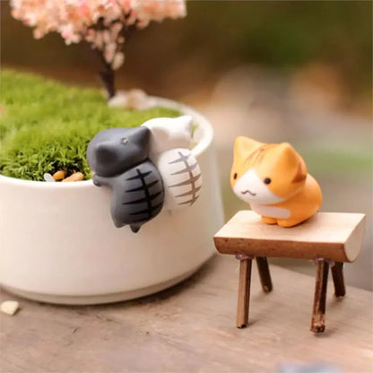 Lot de 6 Mini Figurines Chat Porte-Bonheur Dessin Animé – Mignonnes Miniatures pour Décoration de Jardin, Bonsaï, Artisanat de Jardin Féerique, Pots de Fleurs & Idées Cadeaux