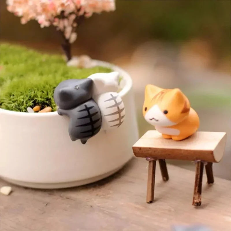 Lot de 6 Mini Figurines Chat Porte-Bonheur Dessin Animé – Mignonnes Miniatures pour Décoration de Jardin, Bonsaï, Artisanat de Jardin Féerique, Pots de Fleurs & Idées Cadeaux