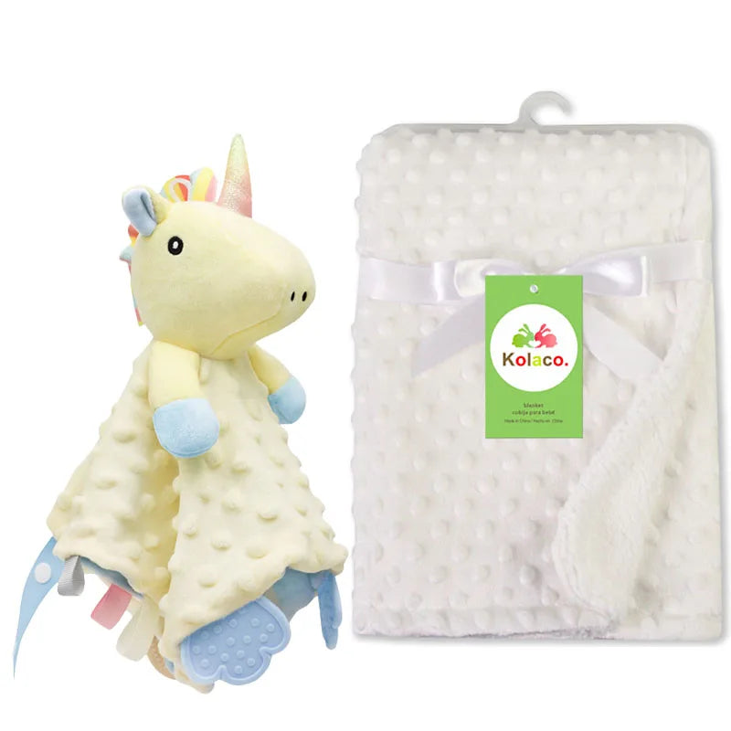 Couverture et doudou personnalisés avec prénom de bébé – Ensemble doux en minky à pois, 2-en-1, cadeau de naissance personnalisé pour garçons et filles