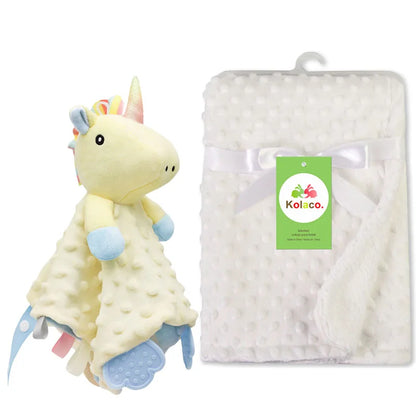 Couverture et doudou personnalisés avec prénom de bébé – Ensemble doux en minky à pois, 2-en-1, cadeau de naissance personnalisé pour garçons et filles