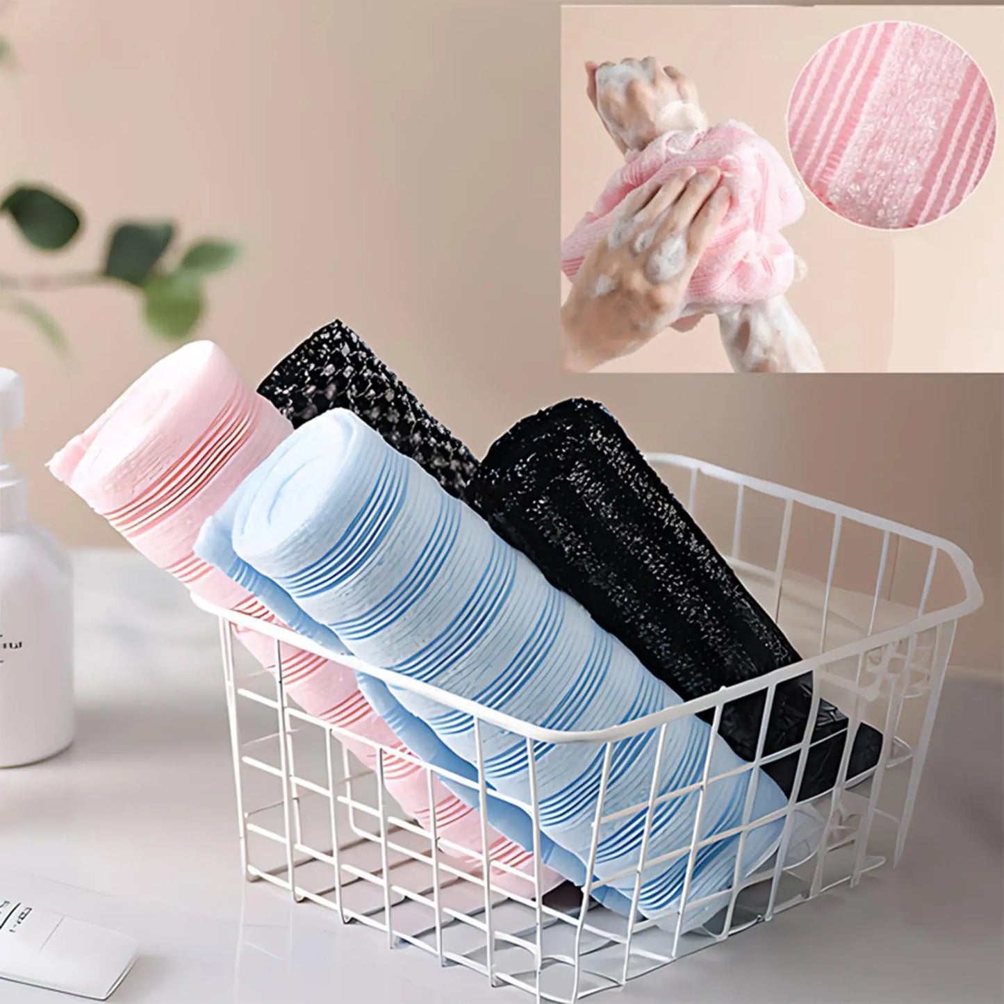 Toalla de baño exfoliante – Estropajo de espalda para el cuerpo, paño de lavado, esponja de ducha suave para limpieza profunda, exfoliación de la piel y accesorios de baño