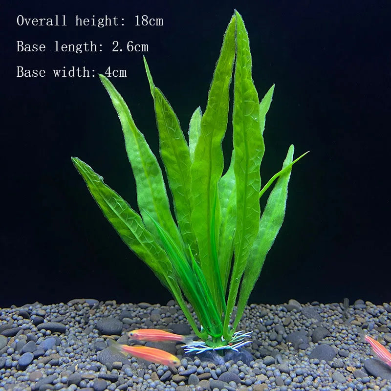 Artificial Underwater Aquarium Plants – Plastic Aquatic Fake Shrubs & Green Water Grass for Fish Tank Landscaping, Realistic Simulated Decor