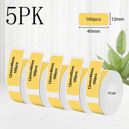 3/5/10PK P15 Thermal Label Paper Stickers – 12x40mm & 15x30mm Self-Adhesive Labels Compatible with Phomemo D30, Q30, Marklife P15/P12 & DELI Q2 Printers
