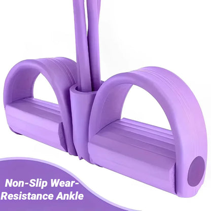 Entrenador de resistencia de pedales de 4 tubos – Cuerda de tensión elástica multifuncional para yoga, entrenamiento de fuerza abdominal, fitness en casa y entrenamiento de cuerpo completo