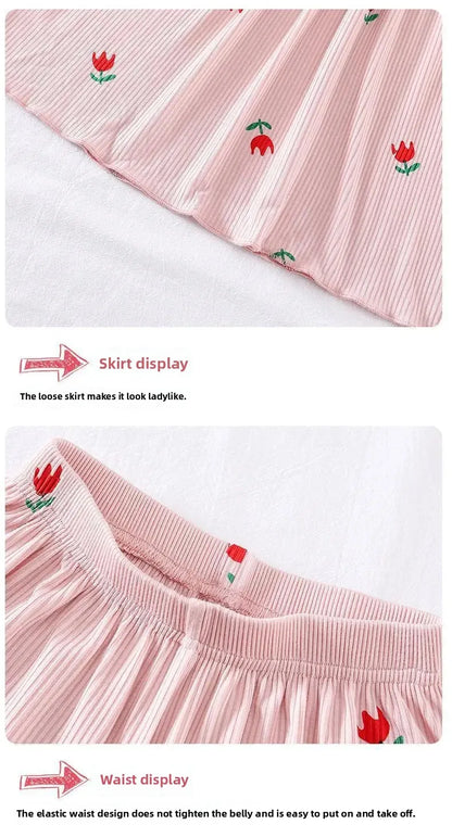 Conjunto de pijama para niños – Atuendo de dormir estampado de flores para bebés y niñas para las cuatro estaciones | Conjunto cómodo de ropa y de casa para niños