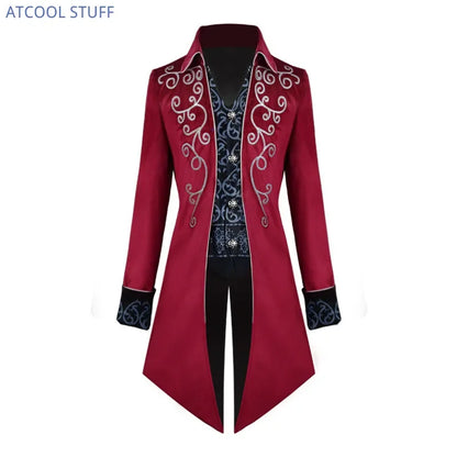 Men’s Steampunk Medieval Frock Coat – Renaissance Vintage Gothic Tailcoat Jacket, Victorian Court Coat for Cosplay & Costume Parties