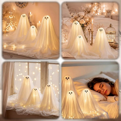1/2/3 Sets Halloween Lighted Ghost DIY Decoration Kit, Warm White Spooky Table Lamp, Ghost Table Centerpiece, Indoor Halloween Party Decor and Festive Home Accessories