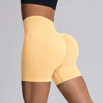 Shorts de yoga femme taille haute gainant sans couture pour l'entraînement, la salle de sport, la course et le fitness, à fort impact