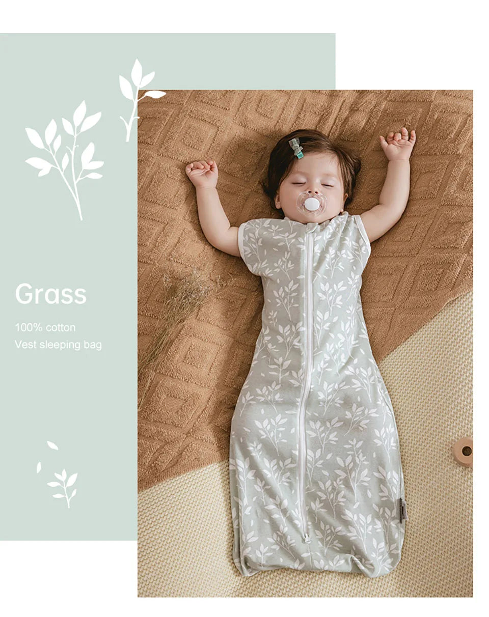 Gigoteuse Bébé 100 % Coton – Doux Sac de Couchage sans Manches pour Nouveau-né avec Fermeture Éclair Bidirectionnelle pour l'Été et les Changements de Couches Faciles