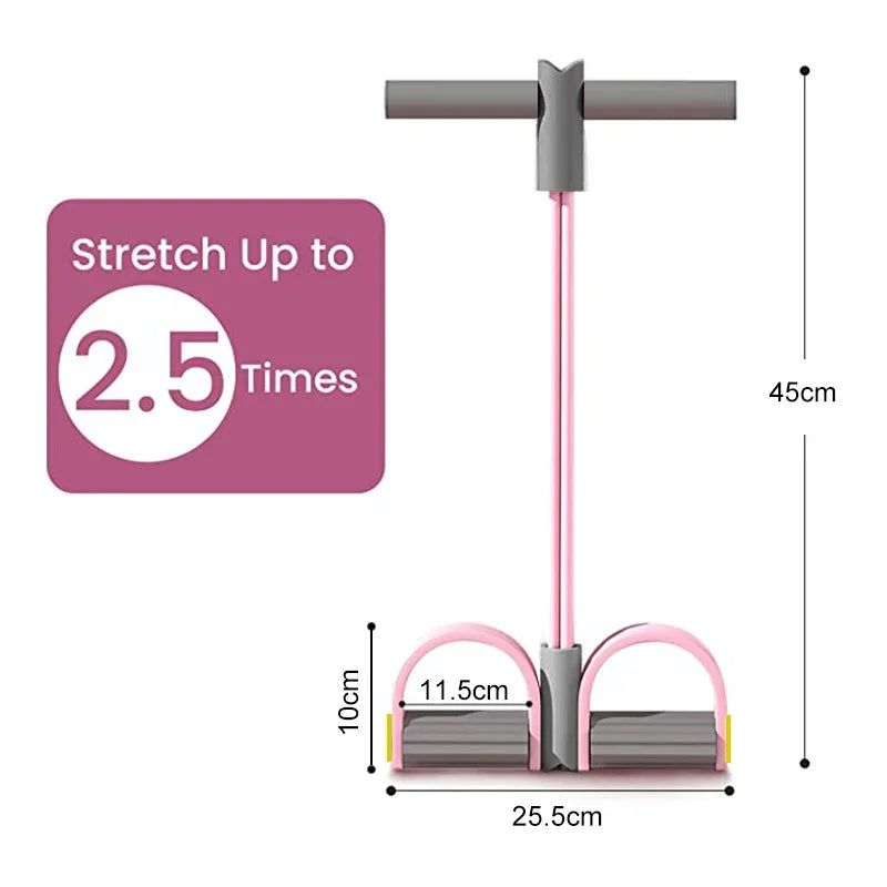 4-Tube Resistance Band Pedal Trainer – Elastic Pull Rope Fitness Equipment for Abdomen, Waist, Arm Training, Yoga & Home Workouts