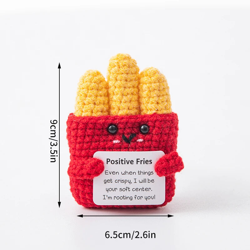 Poupée à énergie positive tissée à la main – Figurine en crochet de légumes et d'animaux avec carte de câlins, cadeau de festival fait à la main et artisanat de décoration intérieure créatif