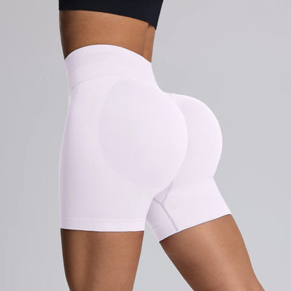 Shorts de yoga femme taille haute gainant sans couture pour l'entraînement, la salle de sport, la course et le fitness, à fort impact