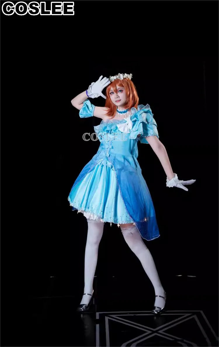COSLEE LoveLive Aqours “The Dreaming Gate” Cosplay Costume – All Members Blue Singing Dress (Nozomi, Nico, Hanayo, Maki)