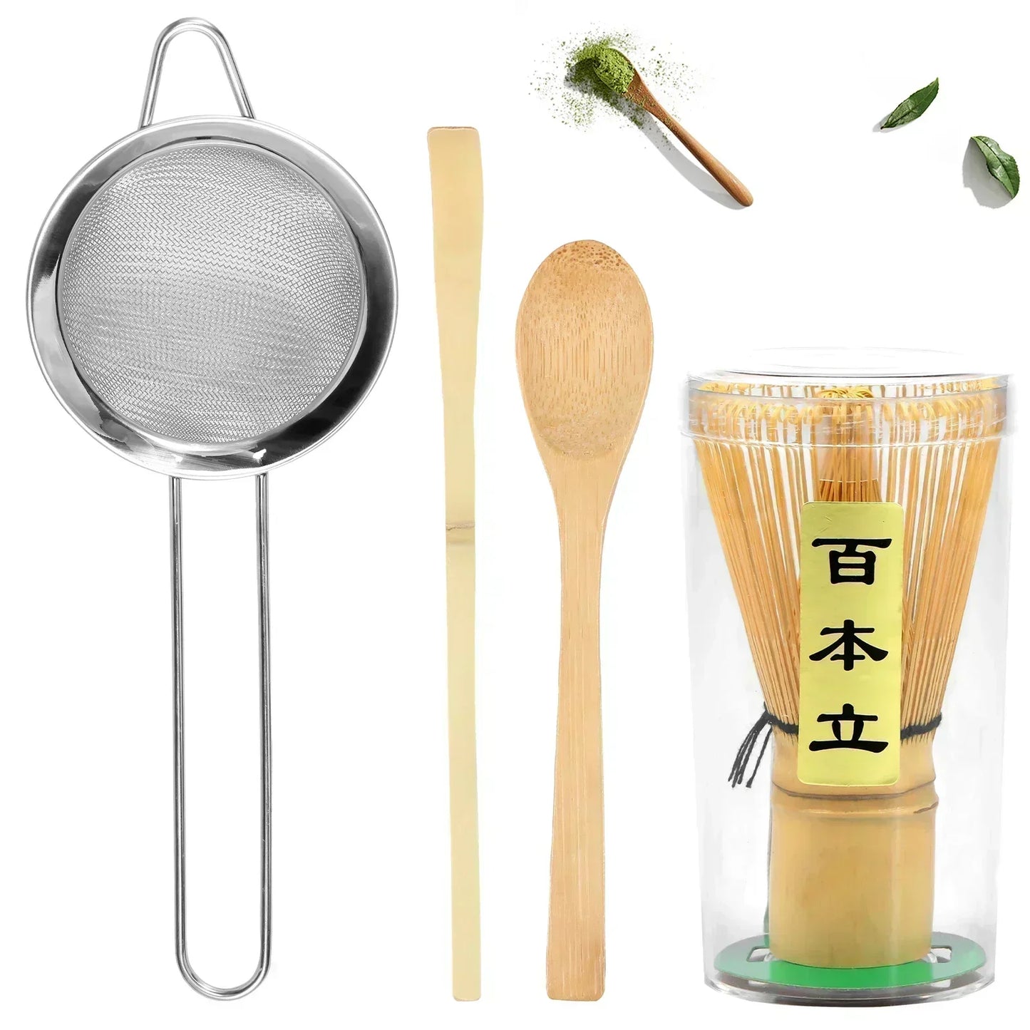 Matcha Tea Set with Bamboo Whisk, Tea Spoon & Brush – Traditional Japanese Tea Ceremony Kit