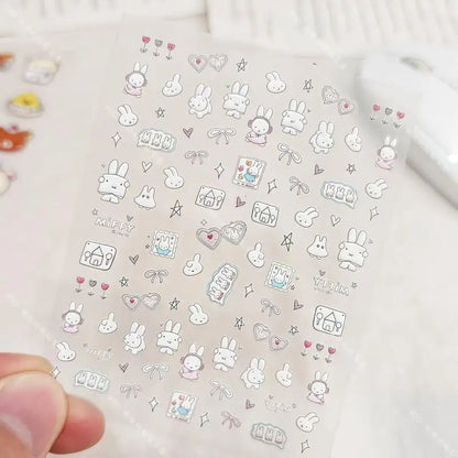 Cute Miffy 3D Nail Stickers – Kawaii Anime Glass Camera Nail Art Decorations (Holiday Gift Set)