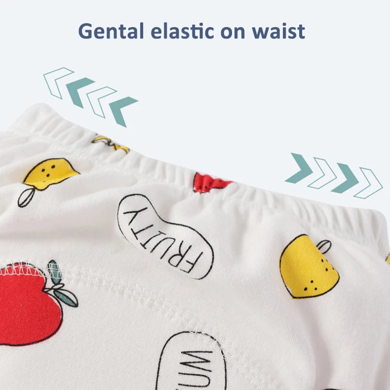 Culottes d'apprentissage de la propreté imperméables réutilisables (lot de 4) – Sous-vêtements d'entraînement en coton doux pour bébés garçons et filles avec protection anti-fuites