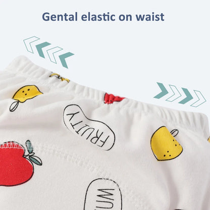 Culottes d'apprentissage de la propreté imperméables réutilisables (lot de 4) – Sous-vêtements d'entraînement en coton doux pour bébés garçons et filles avec protection anti-fuites