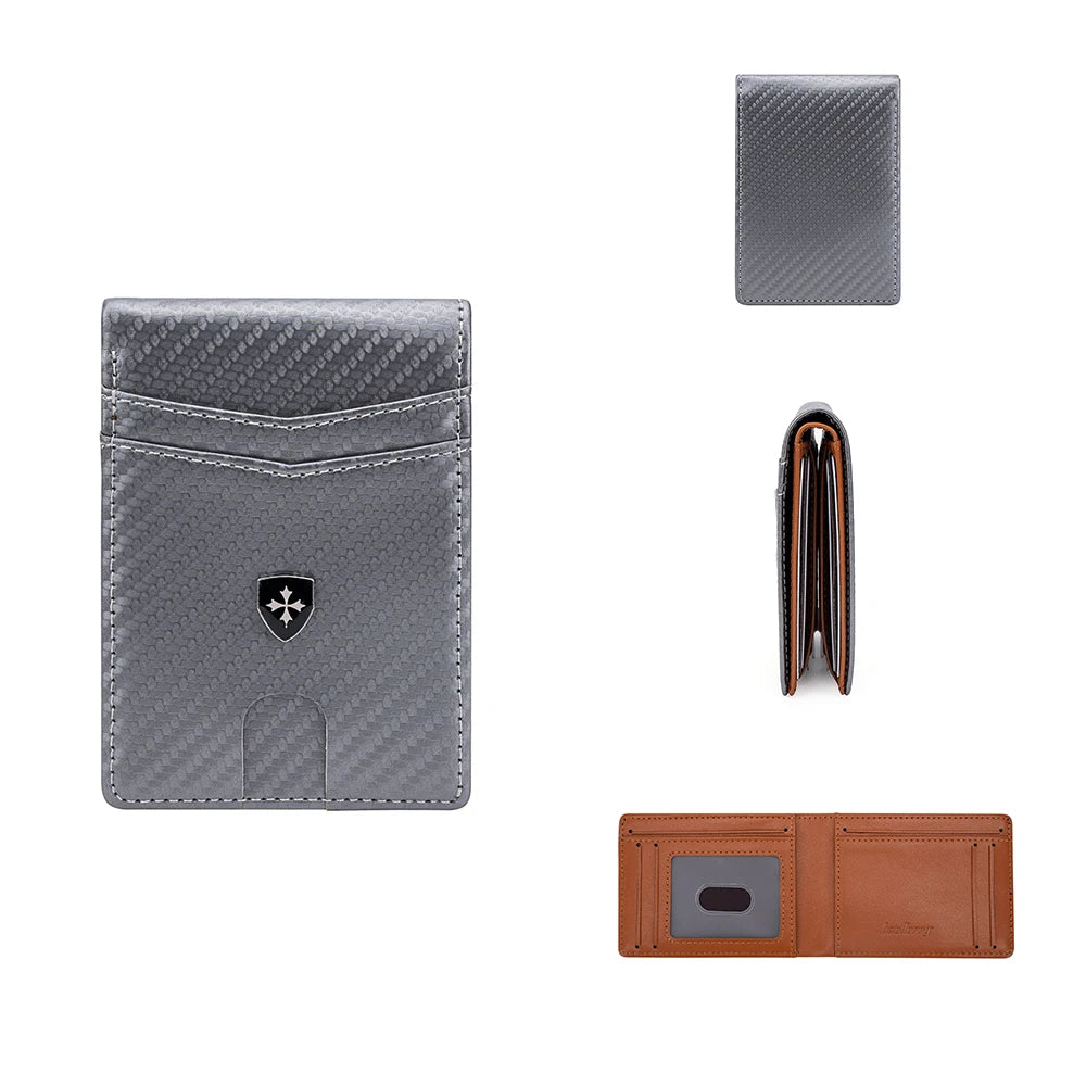 Billetera Delgada de Cuero para Hombre con Clip para Billetes RFID Bloqueo Bolsillo Frontal Tarjetero Bifold
