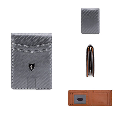 Billetera Delgada de Cuero para Hombre con Clip para Billetes RFID Bloqueo Bolsillo Frontal Tarjetero Bifold